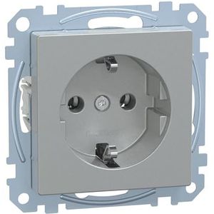 Schneider Electric Merten MEG2301-0460 Schuko-stopcontact, geaard stopcontact, steeklemmet, aluminium, Made in Germany