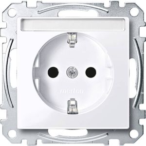 Merten MEG2302-0325 SCHUKO-stopcontact met tekst, BRS, steekklemmen, actief wit glanzend, systeem M