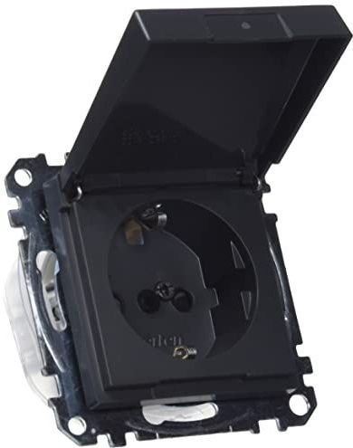 Merten - MEG2314-0414 - Inbouwstopcontact - Antraciet - Halogeenvrij Polycarbonaat