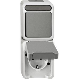 Merten 4075000 AquaStar Compleet Schakel-/Stopcontact combinatie Spatwaterdicht Lichtgrijs 1 Stuks