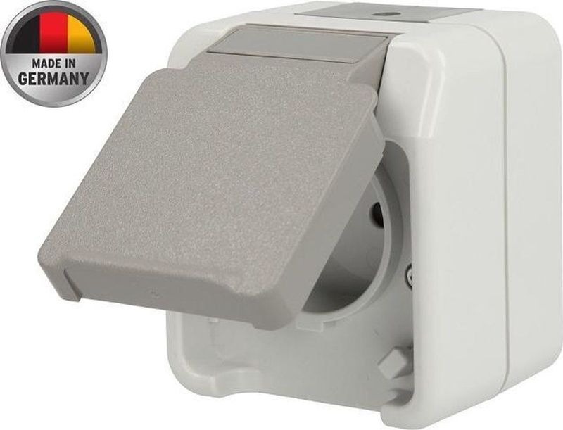 Merten - MEG2301-8029 - Schuko Stopcontact - Lichtgrijs - IP44