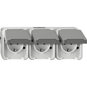 Merten Steckdose 3-fach lgr mit AP Klappdeckel AQUASTAR MEG2391-8029 IP44