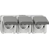 Schneider Electric 4074953 Aquastar Compleet Wandcontactdoos met Randaarde en Klapdeksel Spatwaterdicht Lichtgrijs 3-vo