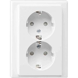Merten - MEG2420-1419 - Schuko Dubbele Wandcontactdoos - Polar Wit Glanzend - Polycarbonaat