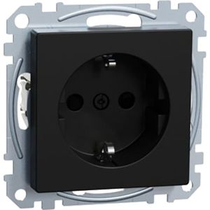 Merten - SCHUKO-stopcontact, verhoogde contactbescherming, steekklemmen, mat zwart, systeem M, MEG2300-0403, geaard stopcontact