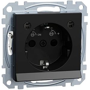 Schneider Electric Merten MEG2304-0403 Schuko-stopcontact met lichtuitlaat, LED-verlichtingsmodule, aanraakbeveiliging, steekklemmen, mat zwart, systeem M