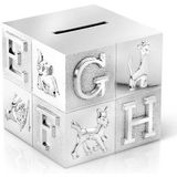 Zilverstad Spaarpot Kubus Groot ABC - Zilver - Verzilverd - Gelakt