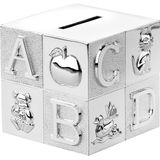 Zilverstad Spaarpot Kubus Groot ABC - Zilver - Verzilverd - Gelakt