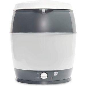 MAM Sterilisator, elektrische sterilisator voor babyflesjes & meer, baby accessoires steriliseren, energiebesparende stoomsterilisator met tang en bovenmandje, grijs