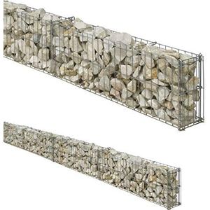 bellissa Muurroosterset voor schanskorven - 95553 - schanskorven muur, steenkorven in lengte verstelbaar, uitbreidbaar bouwpakket - 464 x 10 x 20 cm