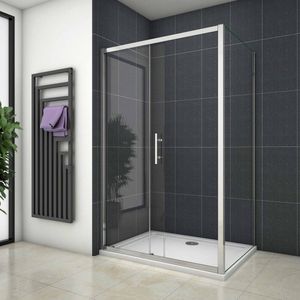 rechthoekige schuifdeur douchecabine 140x190cm,zijpaneel 70x190cm, 5mm helder veiligheidsglas