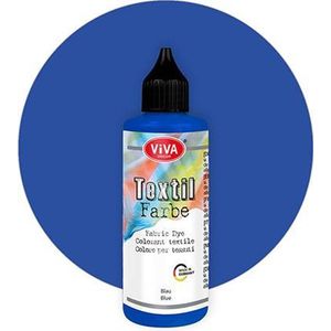 Textielverf Blauw – Blauwe Kledingverf – Textiel Kleurstof – Stoffenverf - Kledingverf - Verf Voor Kleding - Cold Dye, Vintage Effect, Batik, Tie-dye, Shibori, Dip Dye - Viva - 90 ml