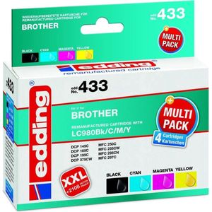 Edding Inktcartridge vervangt Brother LC-980BK, LC-980C, LC-980M, LC-980Y Compatibel Combipack Zwart, cyaan, magenta, g