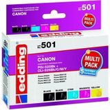 Edding Inktcartridge vervangt Canon PGI-525PGBK, CLI-526BK, CLI-526C, CLI-526M, CLI-526Y Compatibel Combipack Zwart, Foto zwart, Cyaan, Magenta, Geel EDD-501