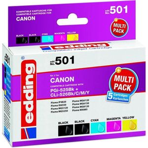 Edding Inktcartridge vervangt Canon PGI-525, CLI-526 Compatibel Combipack Zwart, Foto zwart, Cyaan, Magenta, Geel eddin
