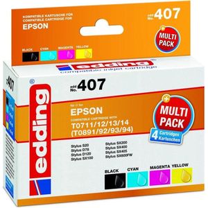 Edding, Inkt, Inktpatroon vervangen T0711/T0712/T0713/T0714 Multipack 4 Compatibel Combi Pack Zwart, Cyaan, M (M, C, Y, BK)