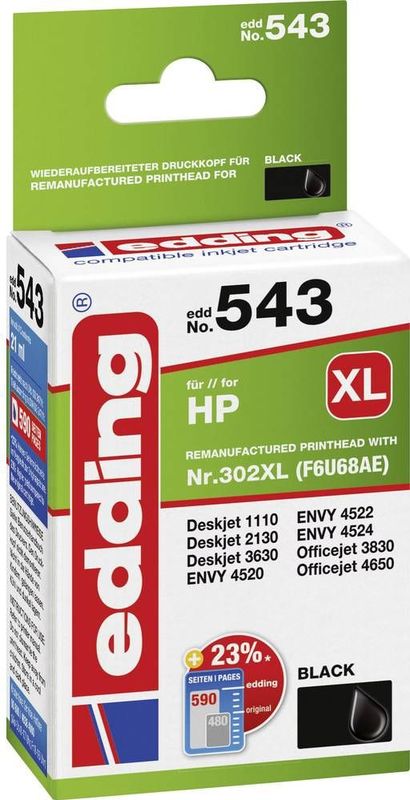 Edding - EDD-543 - Inktpatroon - Zwart - Inhoud 1 stuk