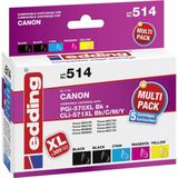 Edding Inktcartridge vervangt Canon PGI-570PGBK XL, CLI-571BK XL, CLI-571C XL, CLI-571M XL, CLI-571Y XL Compatibel Comb