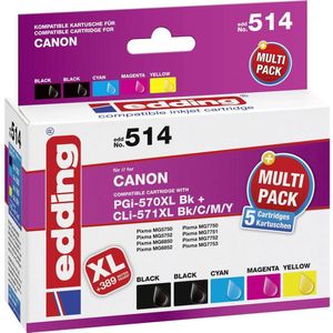 Edding Inktcartridge vervangt Canon PGI-570PGBK XL, CLI-571BK XL, CLI-571C XL, CLI-571M XL, CLI-571Y XL Compatibel Combipack Zwart, Foto zwart, Cyaan, Magenta,