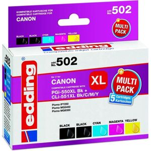 Edding Inktcartridge vervangt Canon PGI-550PGBK XL, CLI-551 C,M,Y XL Compatibel Combipack Zwart, Cyaan, Magenta, Geel e