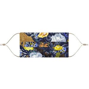 Codello Dames gezichtsmasker | mond-neusmasker | licht zomermasker met bloemenmotief, blauw, Eén maat