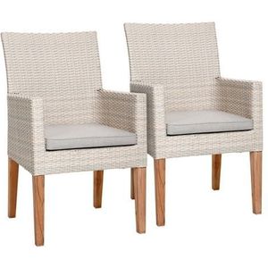 Best Loungestoel ALICANTE Polyrotan/teakhout, incl. kussen (set, 2 stuks)