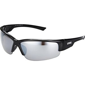 uvex sportstyle 215 - sportbril voor dames en heren - gespiegeld - drukvrij draagcomfort & perfecte pasvorm - black/silver - one size
