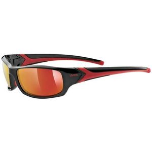uvex sportstyle 211 - sportbril voor dames en heren - gespiegeld - drukvrij draagcomfort & perfecte pasvorm - black red/red - one size