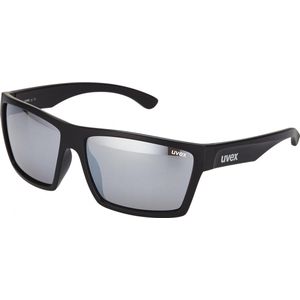 uvex LGL 29 - zonnebril voor dames en heren - gespiegeld - filtercategorie 3 - black matt/silver - one size