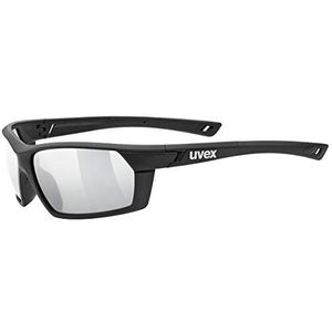 uvex sportstyle 225 - sportbril voor dames en heren - gespiegeld - drukvrij draagcomfort & perfecte pasvorm - black matt/silver - one size