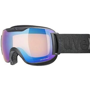 uvex downhill 2000 S CV - skibril voor dames en heren - contrastverhogend - vervormings- & condensvrij - black matt/blue-yellow - one size