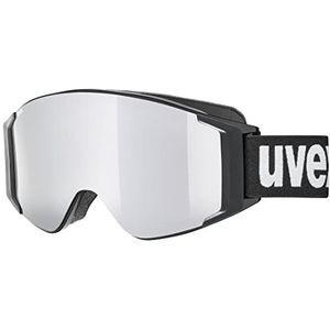 uvex G.gl 3000 Top Unisex volwassenen skibril met wisselschijf, gepolariseerd, zwart/zilver/bruin, één maat