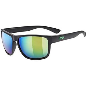 uvex LGL 36 CV - zonnebril voor dames en heren - contrastverhogend & gespiegeld - filtercategorie 3 - black matt/green - one size