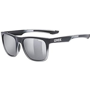 uvex LGL 42 - zonnebril voor dames en heren - gespiegeld - filtercategorie 3 - black transparent/silver - one size