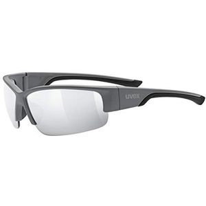 uvex sportstyle 215 - sportbril voor dames en heren - gespiegeld - drukvrij draagcomfort & perfecte pasvorm - grey matt/ltm. silver - one size