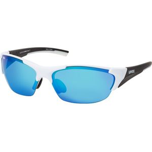 uvex blaze III - sportbril voor dames en heren - incl. verwisselbare brilglazen - drukvrij draagcomfort & perfecte pasvorm - white black matt/mirror blue - one size