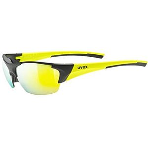 uvex Unisex – volwassenen, blaze III sportbril, incl. wisselschijven, zwart mat geel/geel, één maat