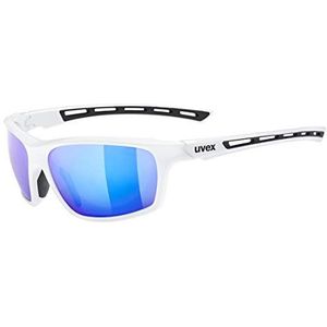 uvex sportstyle 229 - sportbril voor dames en heren - gespiegeld - drukvrij draagcomfort & perfecte pasvorm - white/mirror blue - one size