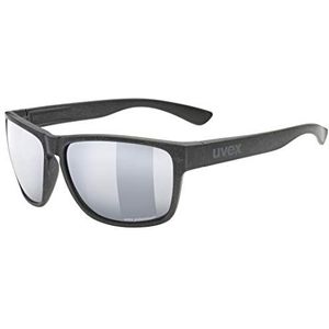 uvex LGL ocean P - zonnebril voor dames en heren - gepolariseerd - gespiegeld - black matt/silver-silver - one size