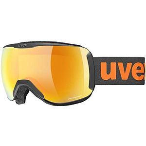 uvex downhill 2100 CV - skibril voor dames en heren - contrastverhogend - vervormings- & condensvrij - black matt/orange-yellow - one size