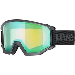 uvex Uniseks - volwassenen atletic FM skibril, mat, zwart/groen, LGL, Eén maat