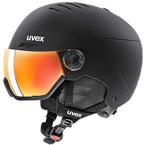 uvex wanted visor - skihelm voor dames en heren - met vizier - individueel passysteem - black matt - 54-58 cm