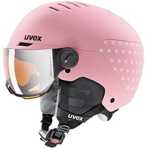 uvex rocket jr visor - skihelm voor kinderen - met vizier - individueel passysteem - pink confetti matt - 51-55 cm