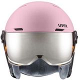 uvex Rocket Jr Visor Skihelm voor kinderen, met vizier, individuele maatverstelling, roze confetti, mat, 54-58 cm