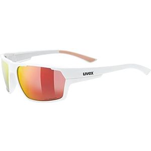 uvex sportstyle 233 P - sportbril voor dames en heren - gepolariseerd - gespiegeld - white matt/red - one size
