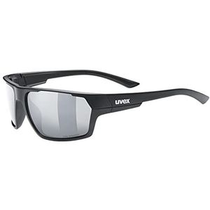 uvex Sportstyle 233 P Sportbril voor volwassenen, uniseks, matzwart/zilver, eenheidsmaat