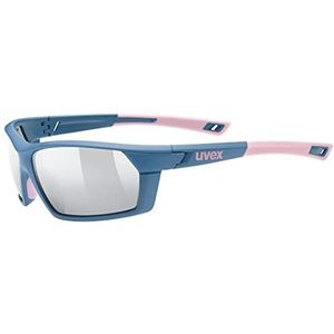 uvex Sportstyle 225 Sportbril voor mannen en vrouwen, spiegeleffect, comfort en perfecte grip zonder drukpunten, mat blauw/roze/zilver, eenheidsmaat