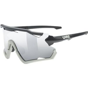 uvex Sportstyle 228 Sportbril voor dames en heren, anti-condens, afneembaar montuur, zwart zand mat, zilver, één maat