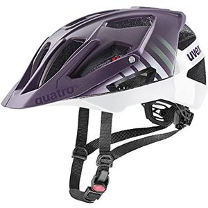 uvex quatro cc - veilige MTB-helm voor dames en heren - individueel passysteem - verstelbare afscherming - plum - white matt - 52-57 cm