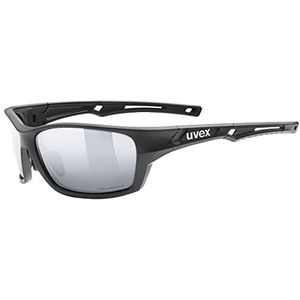 uvex sportstyle 232 P - sportbril voor dames en heren - gepolariseerd - drukvrij draagcomfort & perfecte pasvorm - black matt/silver - one size